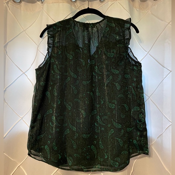 Shimmer Paisley Velvet Flutter Tie Neck Top - Picture 7 of 7